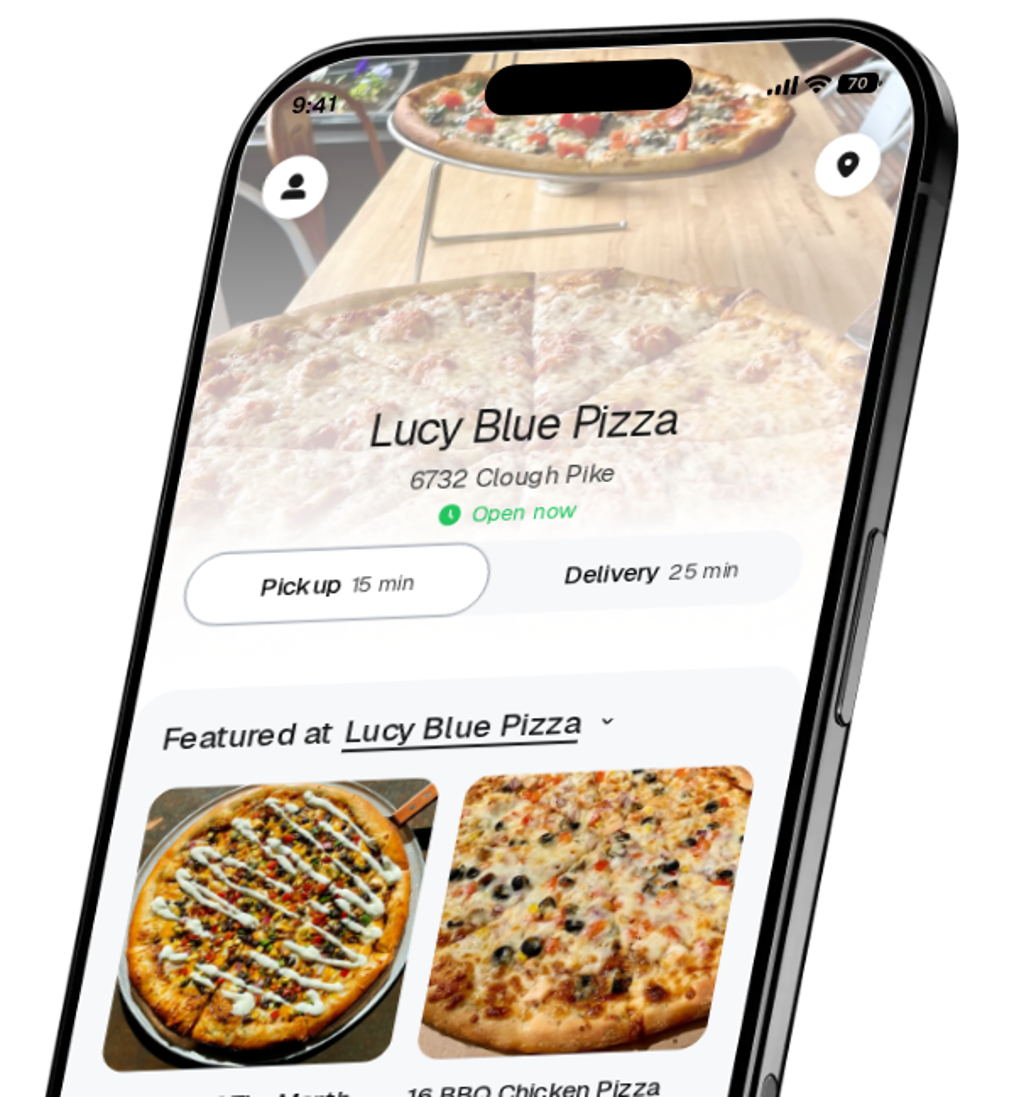 Lucy Blue Pizza app preview