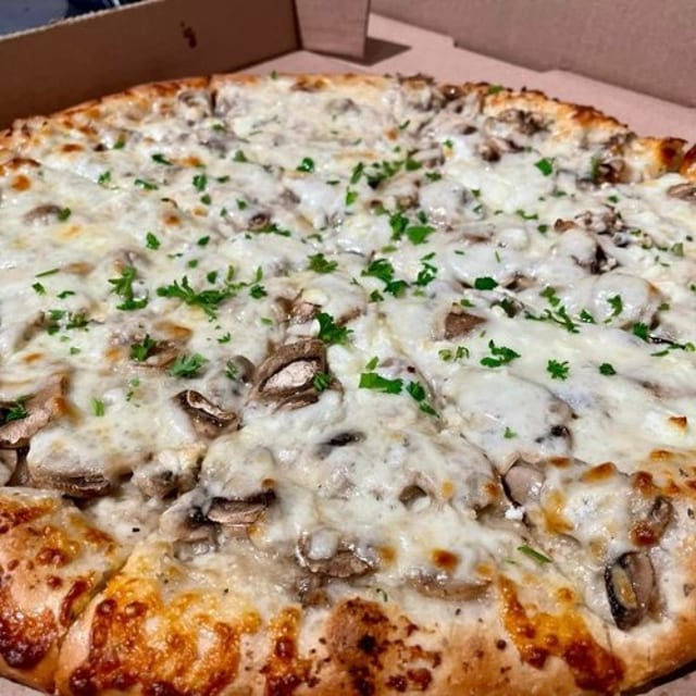 12" Mushroom Pizza.